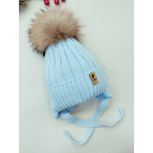 фото Шапка мой ангелок лапки, размер 6-12 мес (44-47), голубой