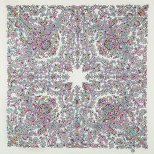 фото Платок павловопосадская платочная мануфактура,89х89 см, мультиколор, фиолетовый