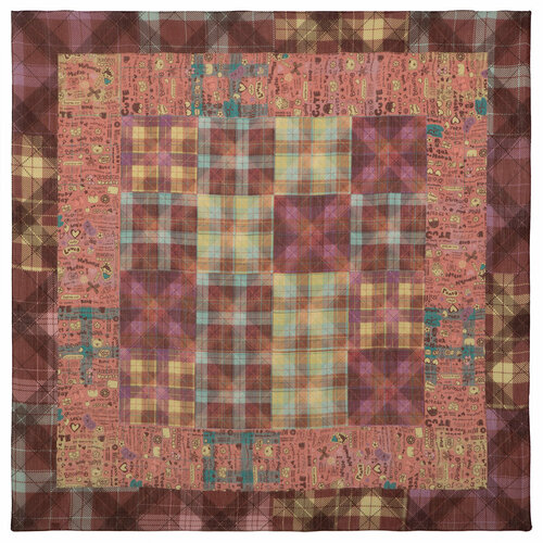 фото Платок павловопосадская платочная мануфактура,115х115 см, бордовый, коричневый