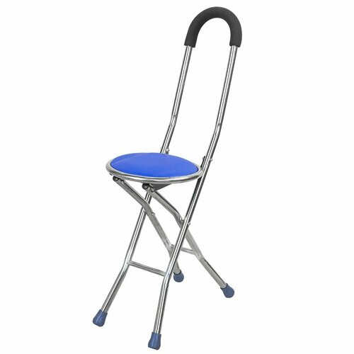 фото Трость-стул складная 4-х ногая (l трости-850мм, высота посадочного места-420мм, ? посадочного места-240) wmc tools wmc-4l (синий)
