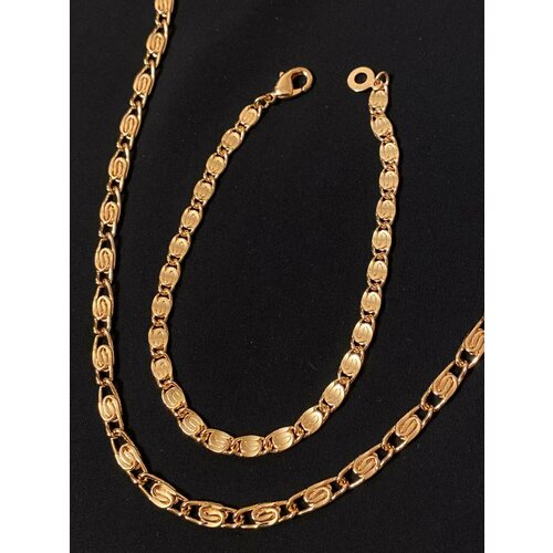 фото Комплект бижутерии babilon: цепь, браслет, размер браслета 20 см, размер колье/цепочки 60 см, золотой
