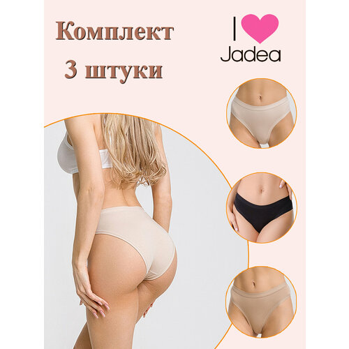 фото Трусы jadea, 3 шт., размер 4, бежевый, черный
