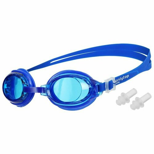 фото Очки для плавания детские onlytop, беруши, цвет синий (комплект из 4 шт)