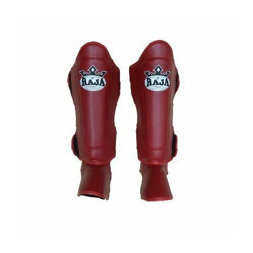 фото Защита голени raja boxing extra protector leather, р-р xl, красный