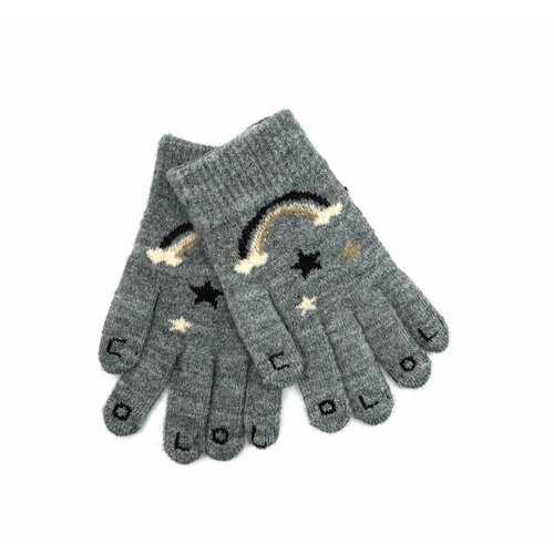 фото Перчатки , размер 5, 6-8 лет, серый корона gloves