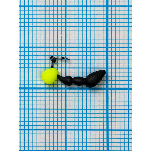 фото Мормышка безнасадочная (безмотылка) для летней и зимней рыбалки муравей-жнец "левша-нн", 0,51 г, drops жёлтый, крючок kumho №4, чёрный / 3 шт.