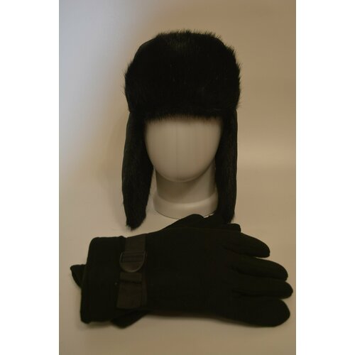 фото Набор шапка ушанка с маской ткань taslan 58-60 и перчатки флисовые цвет черный huntsman