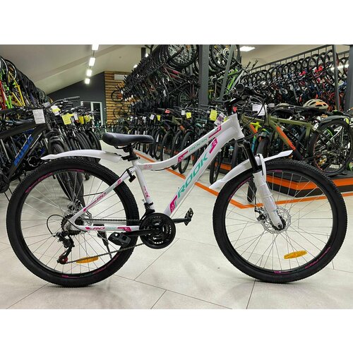 фото Велосипед горный женский 26" rook ma260dw 15", алюминиевая рама, на рост 142-160см. белый/розовый