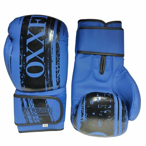фото Спортивные боксерские перчатки "oxxfire muay thai pro, pvc" - 14oz / кожзам / синие family joys