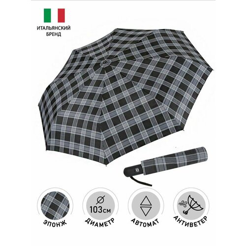 фото Мини-зонт fabretti, черный, белый
