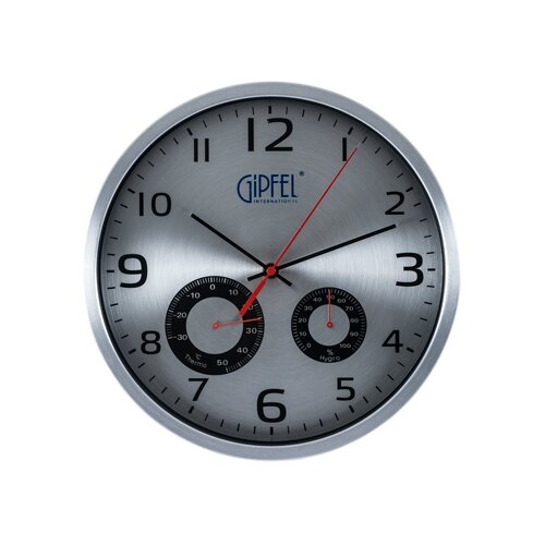 фото Часы настенные кварцевые gipfel 9413 30см серебристый