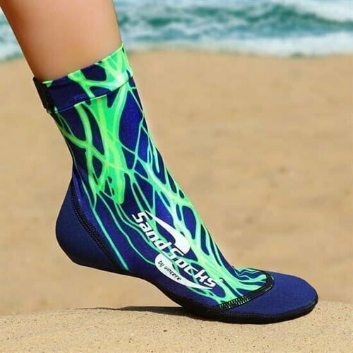 фото (2xs) vincere sand socks green lightning носки для пляжного волейбола синий/зеленый