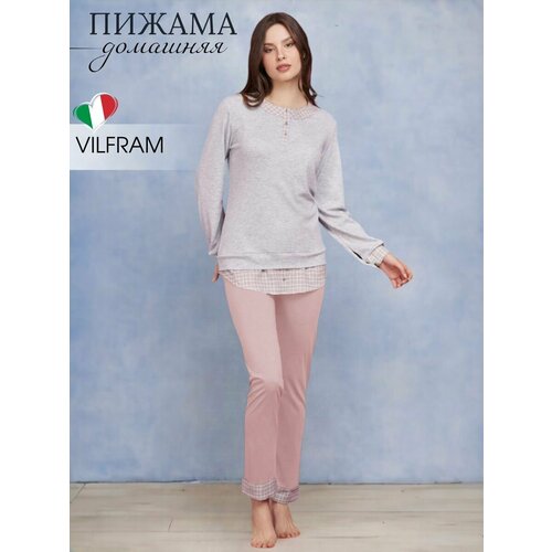 фото Пижама vilfram, размер 52, розовый, серый