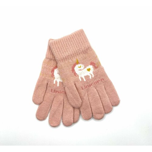 фото Перчатки , размер 5, 6-8 лет, розовый корона gloves