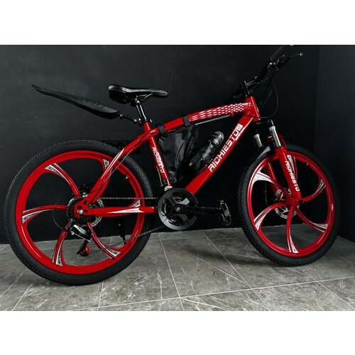 фото Велосипед горный richiesto 24" рама 14" алюминиевые литые диски спортивный, красный