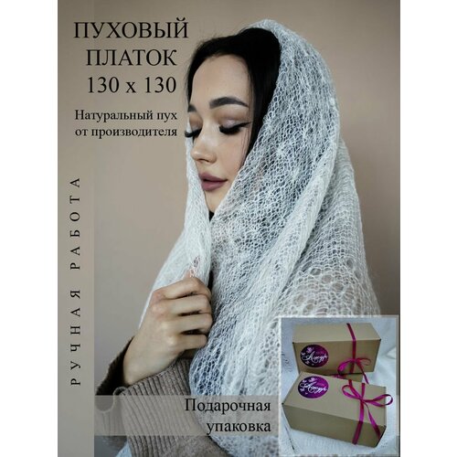 фото Платок ,130 см, белый нет бренда