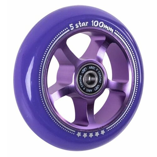 фото Колесо для трюкового самоката techteam x-treme 100*24мм, 5 star purple