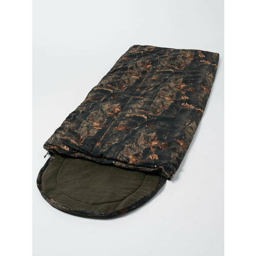 фото Спальный мешок зимний утепленный взрослый huntsman standart с подголовником одноместный (до -17°), ткань алова, цвет темный лес