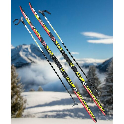 фото Лыжный комплект цст step (с насечками), длина лыж 180 см, длина палок 140 см, крепление полуавтомат stc