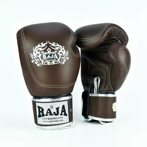 фото Перчатки боксерские raja boxing double line, 16 oz, коричневый