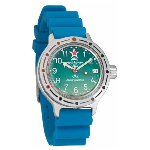 фото Часы мужские механические восток амфибия 420307 с автоподзаводом (резина голубая)
