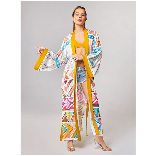 фото Пляжный халат в стиле кимоно женский, пляжное кимоно,чёрные туканы 42-48 alza