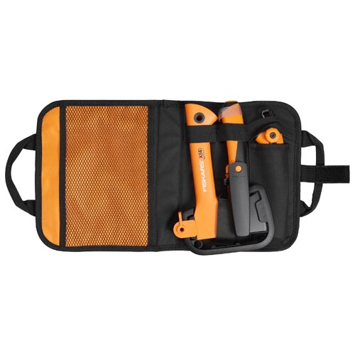 фото Туристический топор FISKARS Х5 + универсальный нож + садовая пила в сумке черный/оранжевый
