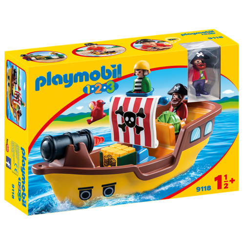 фото Набор с элементами конструктора playmobil 1-2-3 9118 пиратский корабль