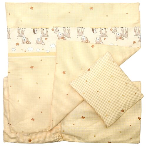 фото Комплект для люльки сонный гномик оленята (подушка, матрас, плед) 827 солнечно-желтый