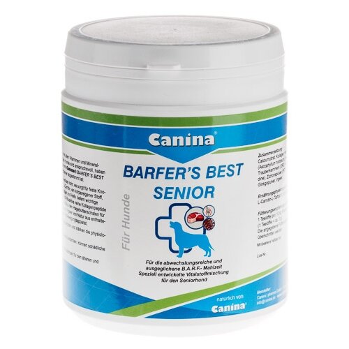 фото Canina barfer's best senior (барферс бест сеньор) витаминно-минеральный комплекс для пожилых собак здоровье костей, зубов и суставов 180 г