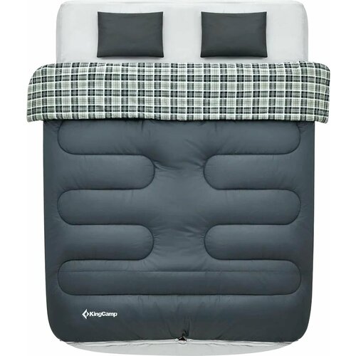 фото Спальный мешок-одеяло king camp 2206 airbed sleepingbag 250d −4°c 190×180 темно-серый с подушками и простыней kingcamp