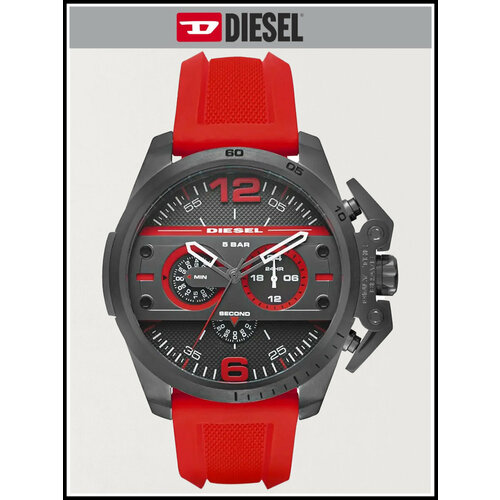 фото Наручные часы diesel, красный, серый