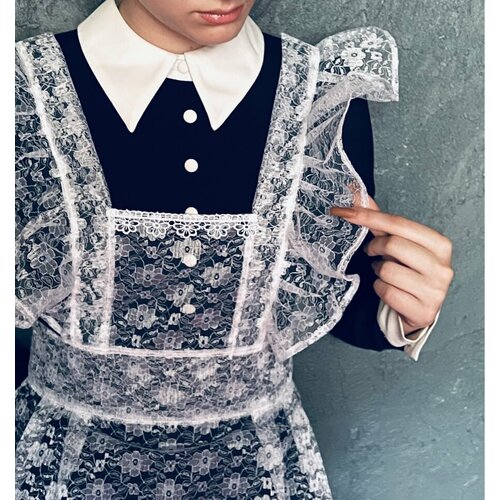 фото Школьный фартук , сарафан, нарядный стиль, размер 42, белый акценты