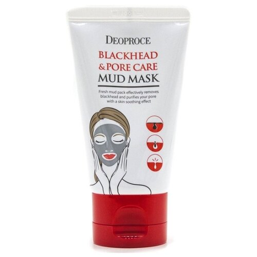 фото Deoproce грязевая маска сужающая поры blackhead & pore care mud mask, 60 г