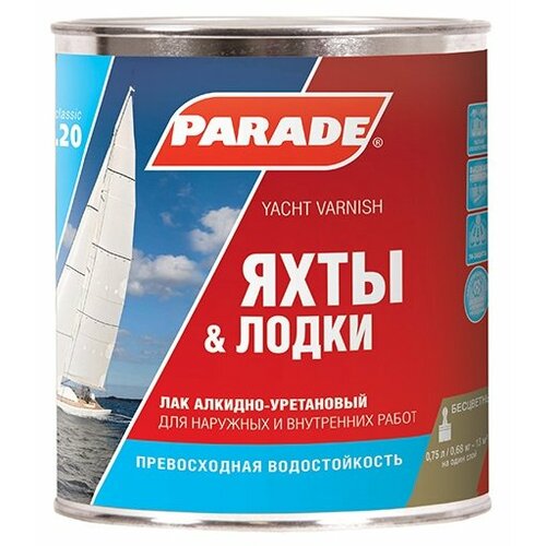 фото Лак яхтный parade l20 яхты & лодки глянцевый алкидно-уретановый бесцветный 0.75 л