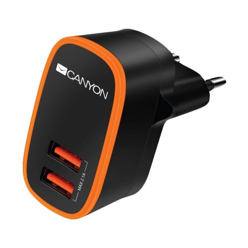 фото Сетевое зарядное устройство canyon cne-cha02, черный/оранжевый