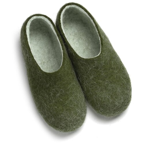 фото Тапочки woole, войлок, нескользящая подошва, размер 46, зеленый