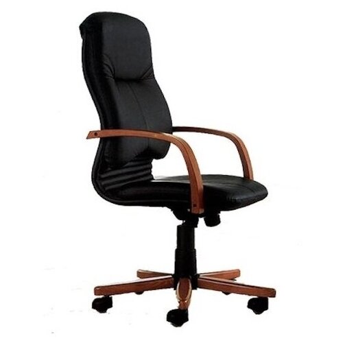 фото "офисное кресло мара п кожа дерево черный, темный орех" futura