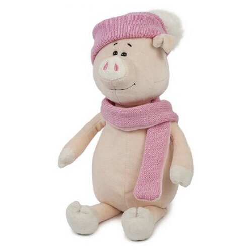 фото Мягкая игрушка maxitoys свинка глаша в шапке и шарфе 22 см mt-mrt031804-22 .