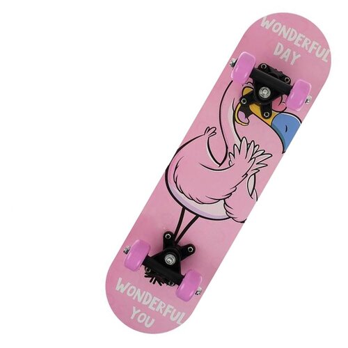 фото Скейтборд подростковый "фламинго" 62 x 16 см, колёса pvc 50 мм, пластиковая рама onlitop