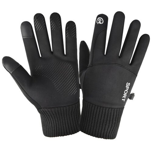 фото Зимние теплые флисовые перчатки grand price для сенсорного экрана, черные с белым