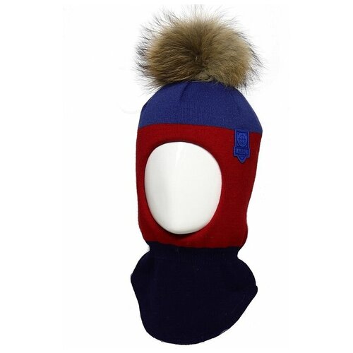 фото Шлем детский agbo monet для мальчика зима утепленный (размер 50-52см) арт.58853 шерсть (синий*красный) babycaps