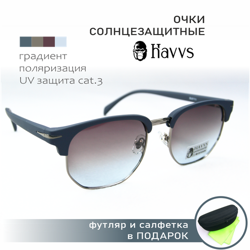 фото Солнцезащитные очки havvs, клабмастеры, оправа: пластик, поляризационные, с защитой от уф, градиентные, коричневый