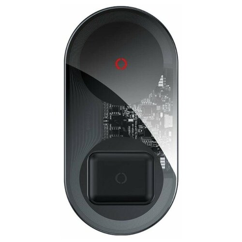 фото Беспроводная зарядная станция baseus simple 2in1 wireless charger turbo edition clear black