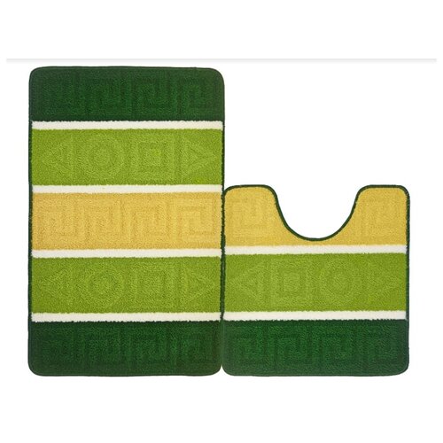 фото Набор ковриков "kamalak tekstil" для ванной, 50х50 см и 50x80 см (зеленый)