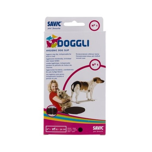 фото Подгузники для собак savic doggli hygienic dog panty (трусы) размер 1, 25-30 см 30х25 см черный 1 шт.