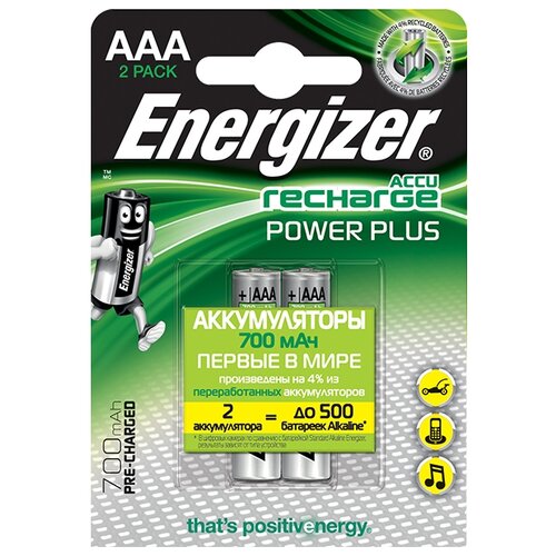Фото - Аккумулятор Ni-Mh 700 мА·ч Energizer Accu Recharge Power Plus AAA, 2 шт. зарядное устройство energizer recharge base 4aa aaa