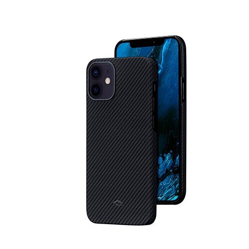 фото Чехол pitaka air case для iphone 12 mini 5.4", чёрно/серый (полоска)