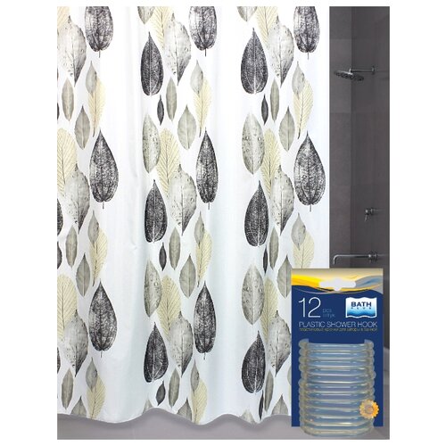 фото Комплект штора для ванной и кольца bath plus 180x180 akch-21261, разноцветный