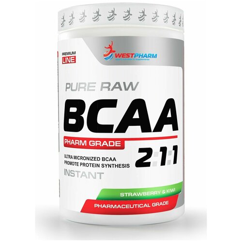 фото Westpharm bcaa 2:1:1 / бцаа 2:1:1 порошок со вкусом клубника-киви / незаменимые аминокислоты / рост мышечной массы / выносливости / 400 гр., 80 порций